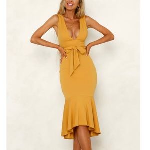 Hello Molly darker mustard yellow cocktail dress